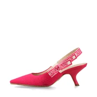 クリスチャンディオール J'ADIOR レザー×ファブリック ストラップパンプス 35 ホットピンク