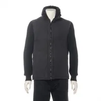 エンメティ ウール×レザー ダウンジャケット 46 グレー×ブラック