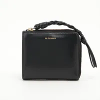 ジルサンダー ロゴ レザー コンパクトウォレット ブラック