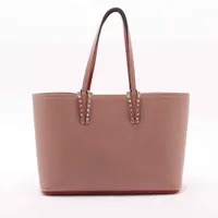 クリスチャンルブタン スパイクスタッズ カバタ レザー トートバッグ ピンクベージュ