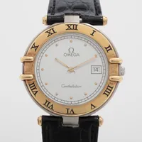 オメガ コンステレーション SS×GP×社外革 QZ ホワイト文字盤