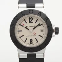 ブルガリ アルミニウム AL29TA AL×ラバー QZ シルバー文字盤