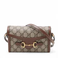 グッチ GGスプリーム ホースビット 1955 PVC ショルダーバッグ ベージュ