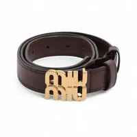 ミュウミュウ ロゴ レザー ベルト 85 ブラウン