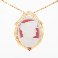 ノンブランド カメオ ルビー ダイヤ 750