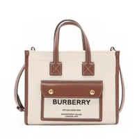 バーバリー ミニ フレヤトート キャンバス 2WAYハンドバッグ ベージュ