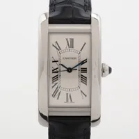 カルティエ タンクアメリカンMM WSTA0017 SS×革 AT シルバー文字盤