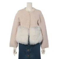 ドゥロワー ウール×ナイロン×カシミヤ ニットジャケット サイズ表記なし ベージュ