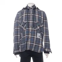 メゾンミハラヤスヒロ コットン チェックシャツ 44 ブルー×ベージュ