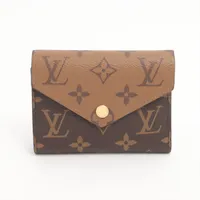 ルイ・ヴィトン モノグラム リバース ポルトフォイユヴィクトリーヌ M81557 コンパクトウォレット ブラック×ブラウン