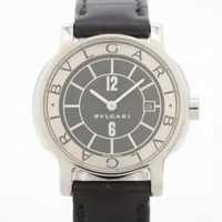 ブルガリ ソロテンポ ST29S SS×革 QZ ブラック文字盤