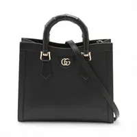 グッチ バンブー ダイアナ レザー 2WAYハンドバッグ ブラック