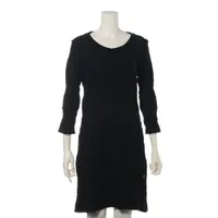 シャネル ココボタン レーヨン×ナイロン ワンピース 11年 42 ブラック