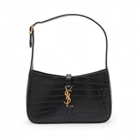 サンローランパリ ル サンカセット クロコ型押し ショルダーバッグ ブラック