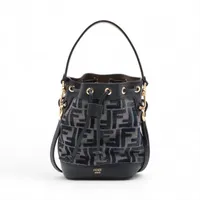 フェンディ ズッカ モントレゾール ミニ キャンバス 2WAYハンドバッグ ネイビー