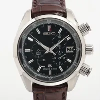 グランドセイコー スプリングドライブ 9R86-0AA0 SS×革 AT ブラック文字盤