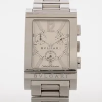 ブルガリ レッタンゴロクロノ RTC49S SS QZ シルバー文字盤