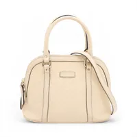 グッチ マイクログッチシマ レザー 2WAYハンドバッグ ホワイト