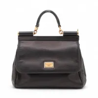 ドルチェ&ガッバーナ シシリー レザー ハンドバッグ ブラック