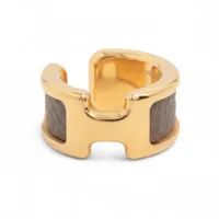 エルメス オランプ PM GP×革 イヤーカフ エトゥープ×ゴールド