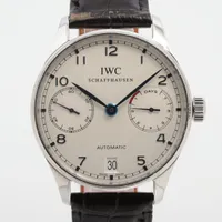 IWC ポルトギーゼ IW500107 SS×革 AT シルバー文字盤