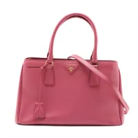 プラダ サフィアーノラクス ガレリア レザー 2WAYハンドバッグ ピンク