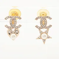 シャネル ココマーク スター GP×ラインストーン イヤリング(両耳用) B19B ゴールド