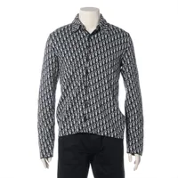 ディオール オブリーク コットン シャツ S ホワイト×ネイビー