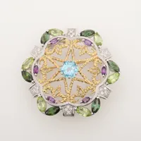 ノンブランド ブルートパーズ 色石 ダイヤ K18WG×K18