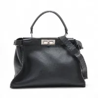 フェンディ ピーカブーレギュラー セレリア レザー 2WAYハンドバッグ ブラック