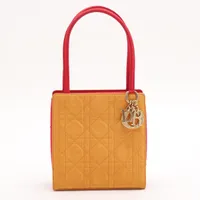 クリスチャンディオール カナージュ ナイロン ハンドバッグ オレンジ