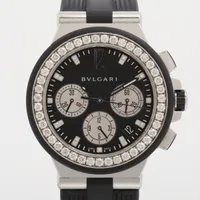 ブルガリ ディアゴノ DG40SVCH SS×ラバー QZ ブラック文字盤