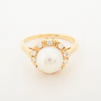 ミキモト パール ダイヤ K18(YG) 約8.5mm