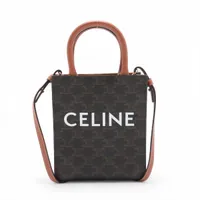 セリーヌ トリオンフ ミニバーティカルカバ PVC 2WAYハンドバッグ ブラウン