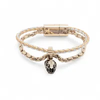 ブルガリ セルペンティ フォーエバー GP×革 ブレスレット ゴールド×シルバー