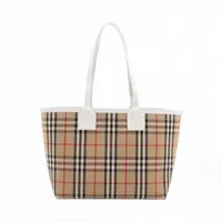 バーバリー ノバチェック キャンバス トートバッグ ホワイト