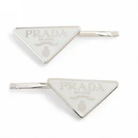 プラダ トライアングルロゴ 1IF051 GP ヘアピン シルバー