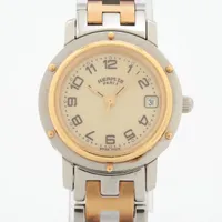 エルメス クリッパー CL4.220 SS×GP QZ アイボリー文字盤