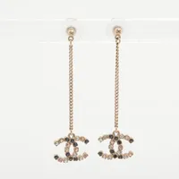 シャネル ココマーク GP×ラインストーン ピアス(両耳用) C18B ゴールド