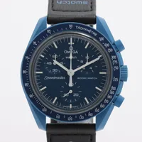 オメガ×スウォッチ スピードマスター ミッション トゥ ネプチューン SO33N100 CE×ナイロン QZ ブルー文字盤