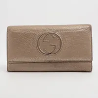 グッチ ソーホー インターロッキングG 282414 レザー ロングウォレット ゴールド