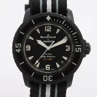 ブランパン×スウォッチ アトランティックオーシャン SO35B400 CE×ナイロン AT ブラック文字盤