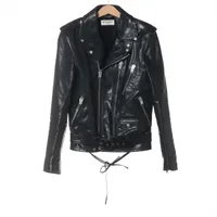 サンローランパリ レザー×ポリエステル ライダースジャケット 17年 44 ブラック