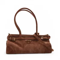 プラダ ボニー ミディアム スエード 2WAYハンドバッグ ブラウン