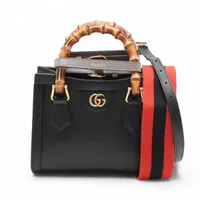 グッチ バンブー ダイアナ レザー 2WAYハンドバッグ ブラック