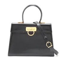 フェラガモ ガンチーニ レザー 2WAYハンドバッグ ブラック