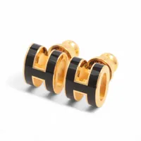 エルメス ミニポップH GP ピアス(両耳用) ブラック×ゴールド