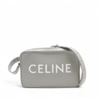 セリーヌ ロゴ メッセンジャー レザー ショルダーバッグ グレー