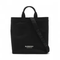 バーバリー ロゴプリント ナイロン 2WAYトートバッグ ブラック