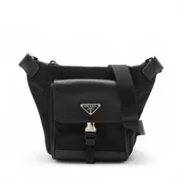 プラダ サフィアーノ×テスート ナイロン ウエストポーチ ブラック